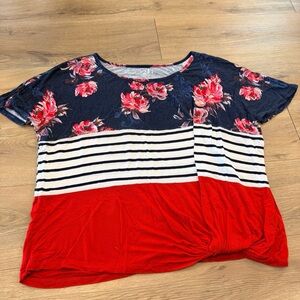 Maurices 24/7 Short sleeve Striped Floral top